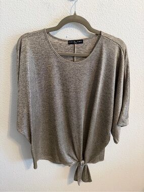 Kim & Cami Heather Gray Tie-Knot Dolman Top